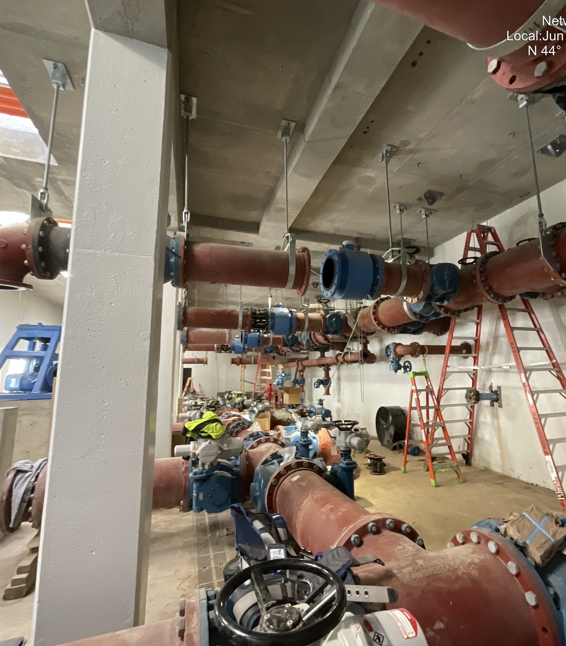 Return activated sludge (RAS) piping installed in the RAS/WAS Building.