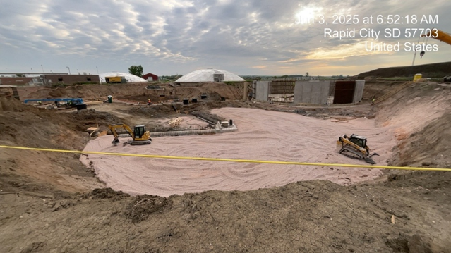 Sand pit at construction site